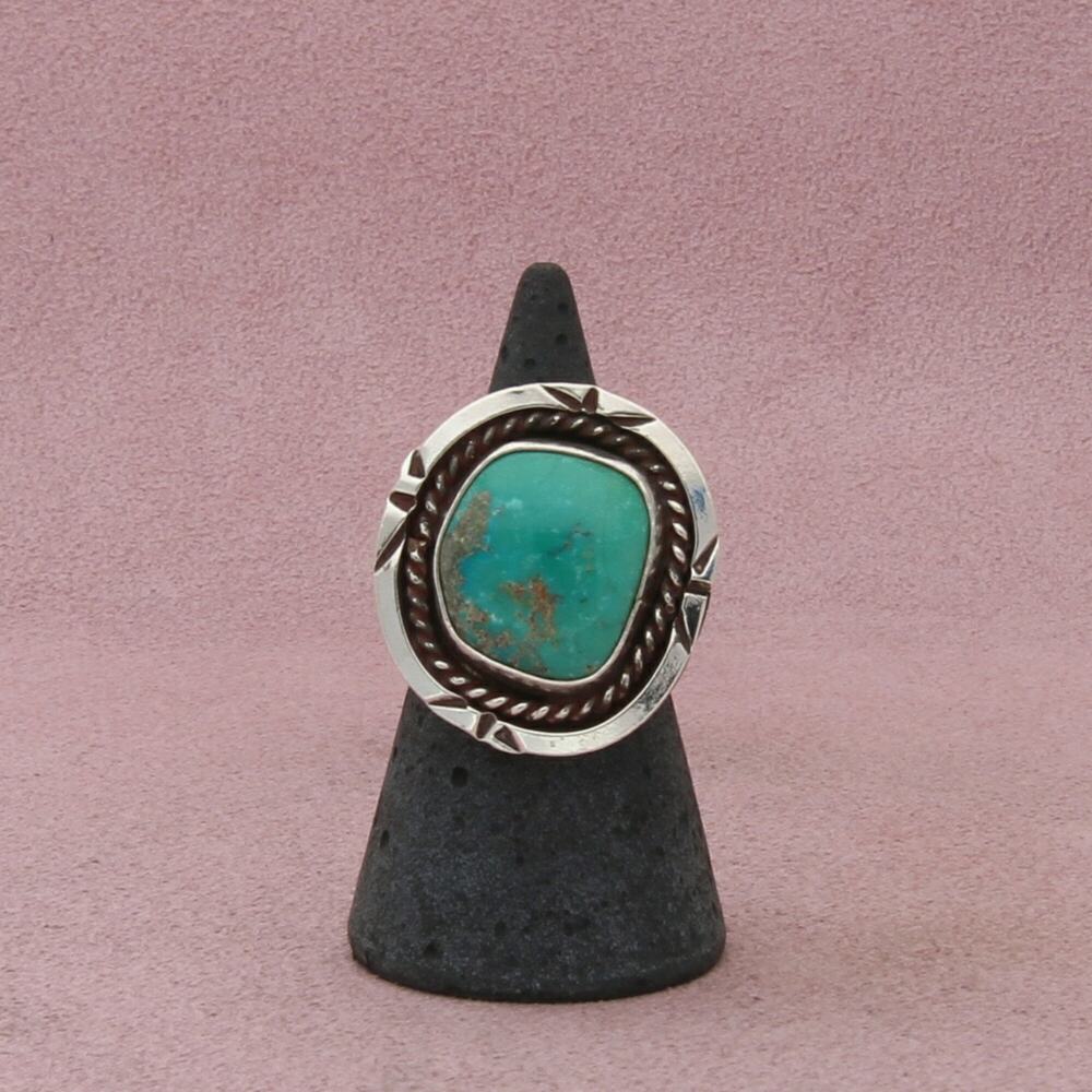 navajo sterling silver vintage braided turquoise ring size 5.75